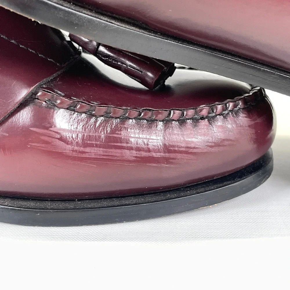 GH Bass & Co Harrison II Tassel Loafers Mens Size 9.5 EE Burgundy Leather Shoes